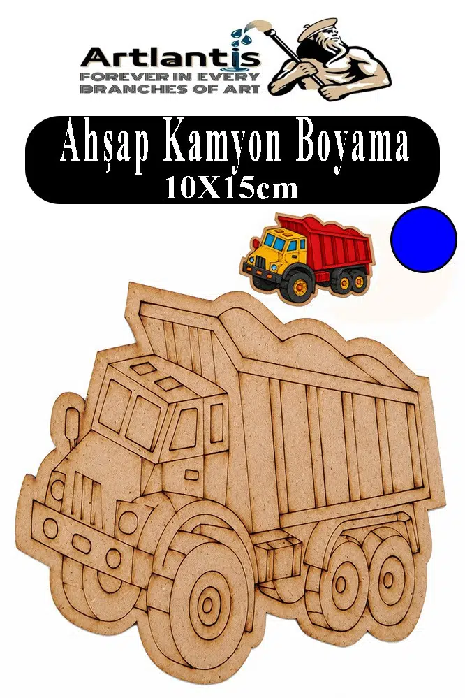 Ahşap Boyama Araçlar 1 Adet 10x15cm Taşıtlar Boyama Figürü Etkinlik Çoçuk Gelişim Motor Beceri Kreş Anasınıfı - Mavi