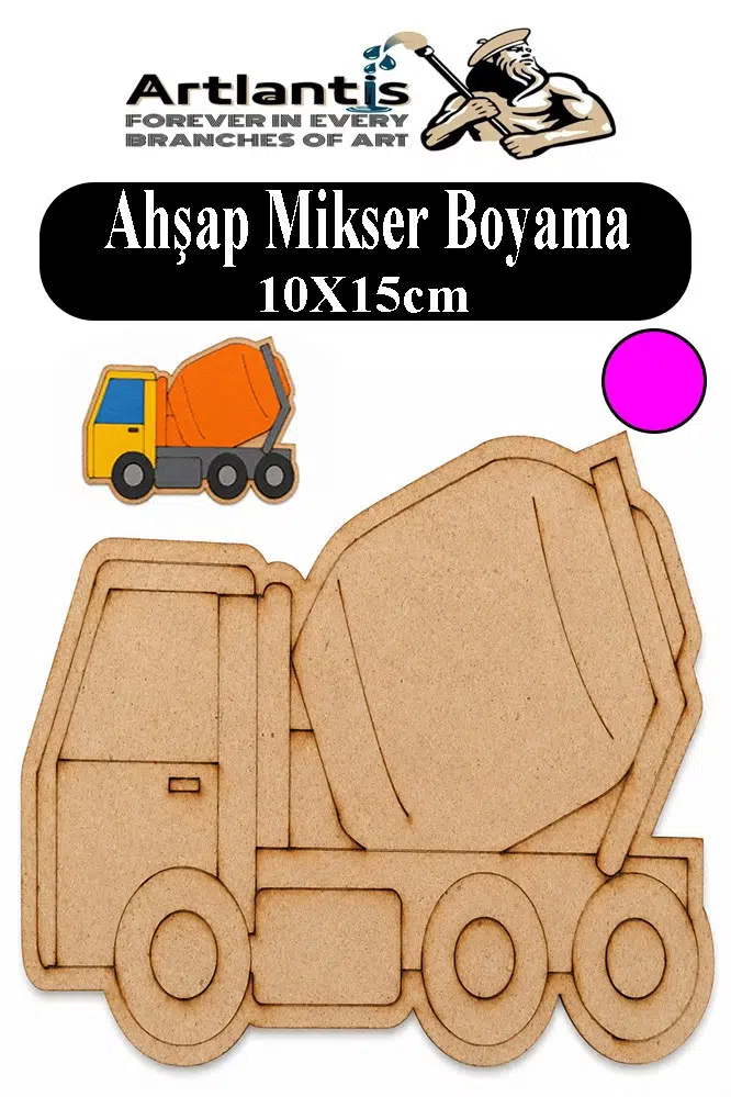 Ahşap Boyama Araçlar 1 Adet 10x15cm Taşıtlar Boyama Figürü Etkinlik Çoçuk Gelişim Motor Beceri Kreş Anasınıfı - Pembe