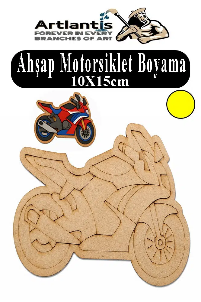 Ahşap Boyama Araçlar 1 Adet 10x15cm Taşıtlar Boyama Figürü Etkinlik Çoçuk Gelişim Motor Beceri Kreş Anasınıfı - Sarı