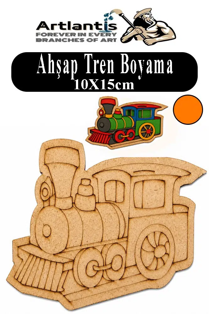 Ahşap Boyama Araçlar 1 Adet 10x15cm Taşıtlar Boyama Figürü Etkinlik Çoçuk Gelişim Motor Beceri Kreş Anasınıfı - Turuncu