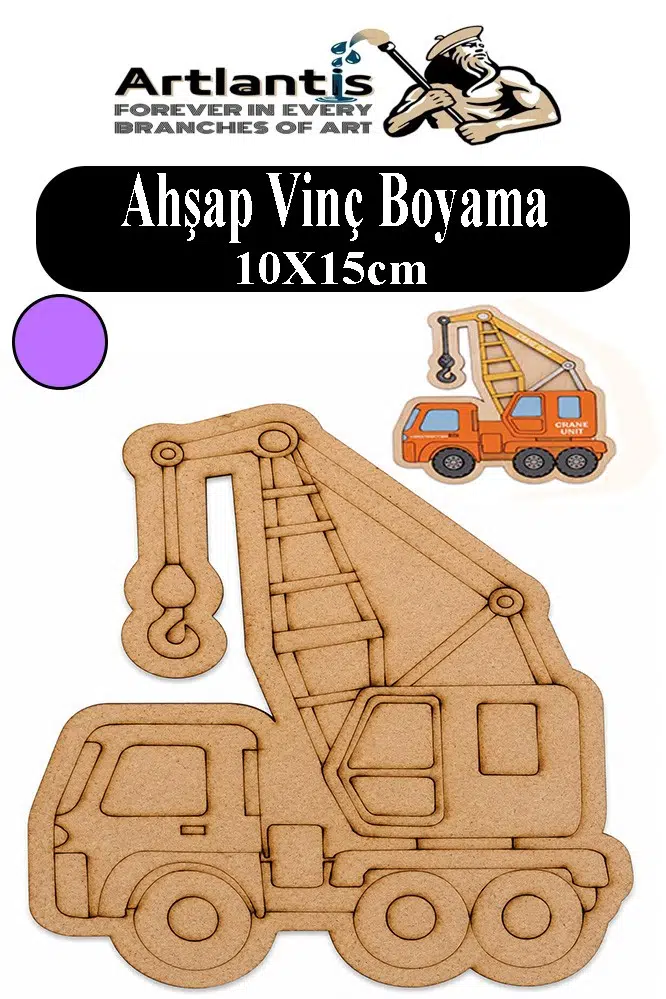 Ahşap Boyama Araçlar 1 Adet 10x15cm Taşıtlar Boyama Figürü Etkinlik Çoçuk Gelişim Motor Beceri Kreş Anasınıfı - Lila
