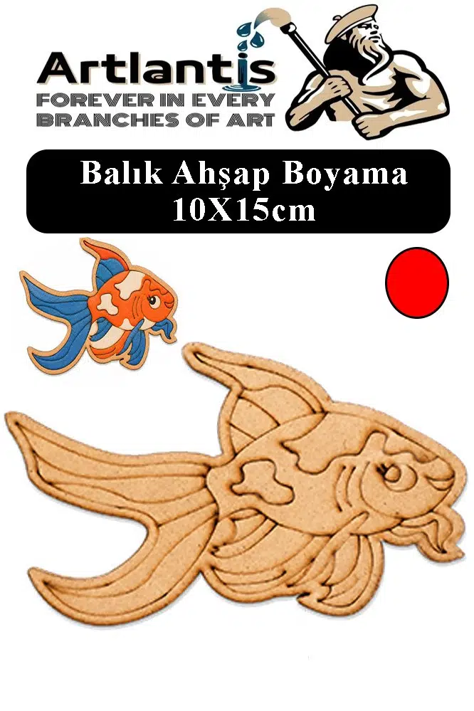 Ahşap Boyama Deniz Canlıları 1 Adet 10x15cm Boyama Figürü Etkinlik Çoçuk Gelişim Motor Beceri Kreş Anasınıfı - Kırmızı