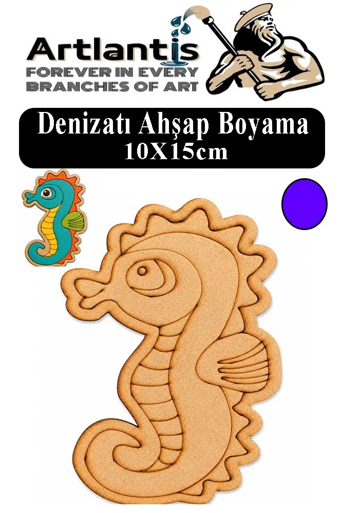Ahşap Boyama Deniz Canlıları 1 Adet 10x15cm Boyama Figürü Etkinlik Çoçuk Gelişim Motor Beceri Kreş Anasınıfı - Mor