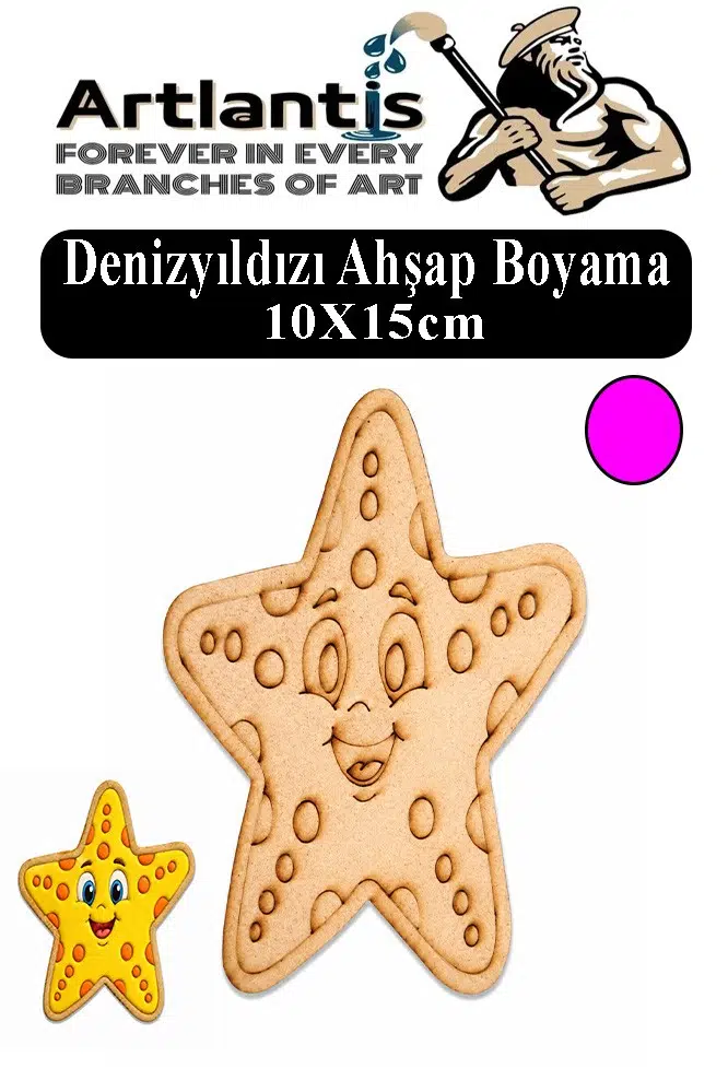 Ahşap Boyama Deniz Canlıları 1 Adet 10x15cm Boyama Figürü Etkinlik Çoçuk Gelişim Motor Beceri Kreş Anasınıfı - Pembe