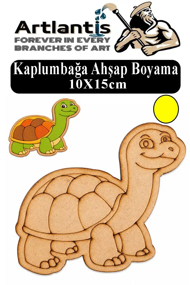 Ahşap Boyama Deniz Canlıları 1 Adet 10x15cm Boyama Figürü Etkinlik Çoçuk Gelişim Motor Beceri Kreş Anasınıfı - Sarı