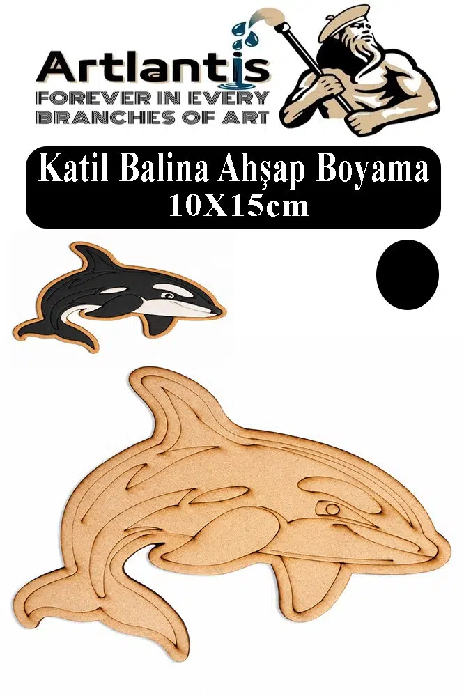 Ahşap Boyama Deniz Canlıları 1 Adet 10x15cm Boyama Figürü Etkinlik Çoçuk Gelişim Motor Beceri Kreş Anasınıfı - Siyah