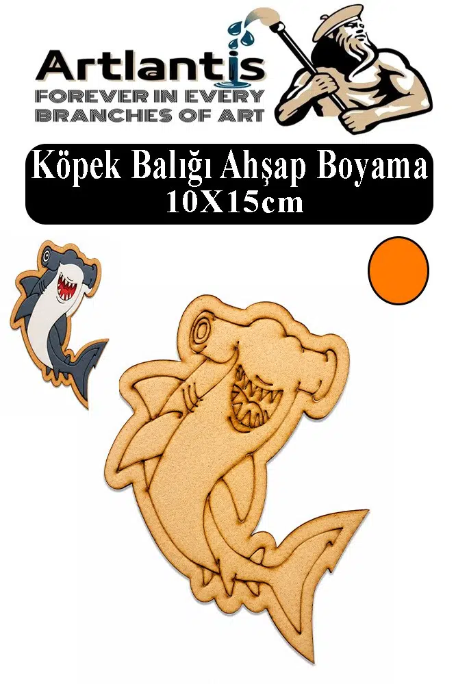 Ahşap Boyama Deniz Canlıları 1 Adet 10x15cm Boyama Figürü Etkinlik Çoçuk Gelişim Motor Beceri Kreş Anasınıfı - Turuncu