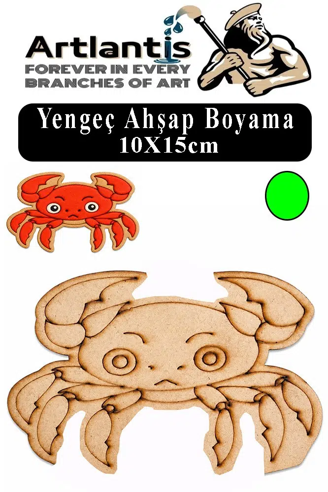 Ahşap Boyama Deniz Canlıları 1 Adet 10x15cm Boyama Figürü Etkinlik Çoçuk Gelişim Motor Beceri Kreş Anasınıfı - Yeşil