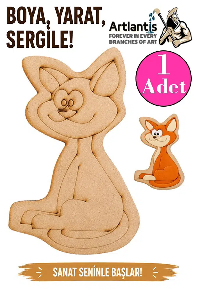 Ahşap Boyama Hayvanlar 1 Adet 10x15 Set2 Hayvan Boyama Figürü Etkinlik Çocuk Gelişim Motor Beceri Anasınıfı Kreş - Pembe