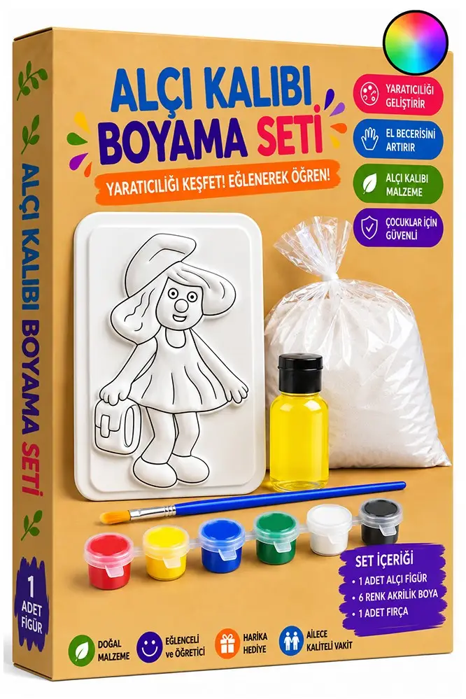 Alçı Kalıbı Boyama Seti 1 Paket Alçı Tozu Yağ 6 Renk Boya Fırça İş Eğitimi Seramik Okul Sınıf Resim - Çok Renkli