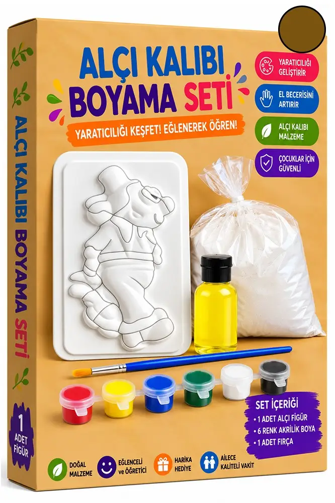 Alçı Kalıbı Boyama Seti 1 Paket Alçı Tozu Yağ 6 Renk Boya Fırça İş Eğitimi Seramik Okul Sınıf Resim - Kahverengi