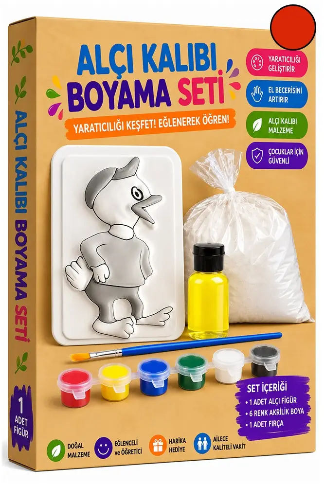 Alçı Kalıbı Boyama Seti 1 Paket Alçı Tozu Yağ 6 Renk Boya Fırça İş Eğitimi Seramik Okul Sınıf Resim - Kırmızı