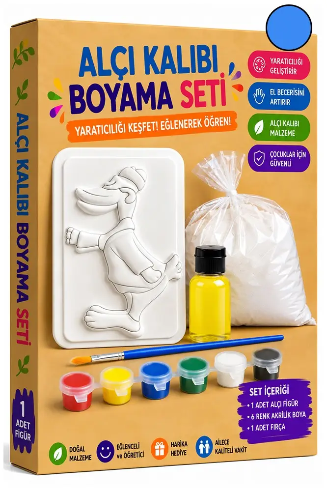 Alçı Kalıbı Boyama Seti 1 Paket Alçı Tozu Yağ 6 Renk Boya Fırça İş Eğitimi Seramik Okul Sınıf Resim - Mavi