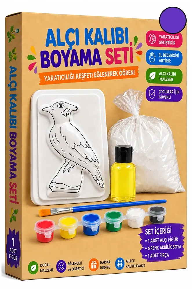 Alçı Kalıbı Boyama Seti 1 Paket Alçı Tozu Yağ 6 Renk Boya Fırça İş Eğitimi Seramik Okul Sınıf Resim - Mor