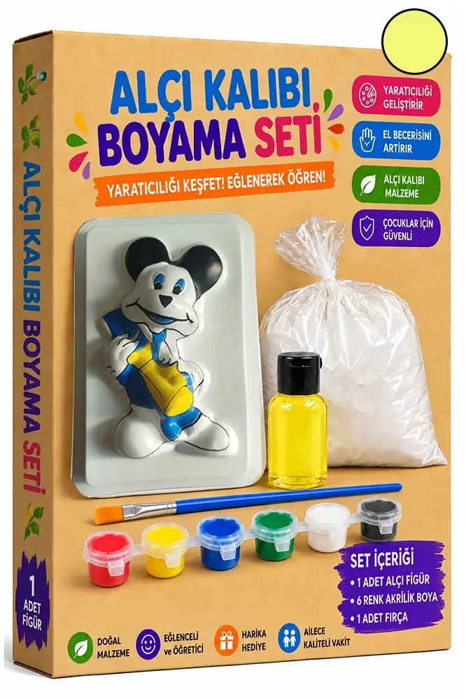 Alçı Kalıbı Boyama Seti 1 Paket Alçı Tozu Yağ 6 Renk Boya Fırça İş Eğitimi Seramik Okul Sınıf Resim - Sarı