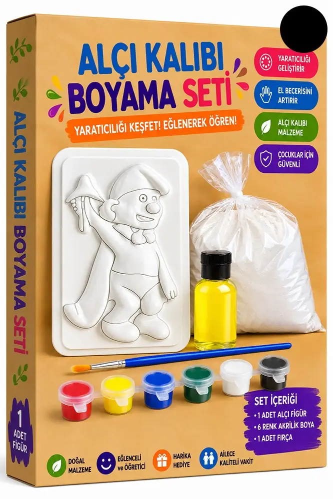 Alçı Kalıbı Boyama Seti 1 Paket Alçı Tozu Yağ 6 Renk Boya Fırça İş Eğitimi Seramik Okul Sınıf Resim - Siyah