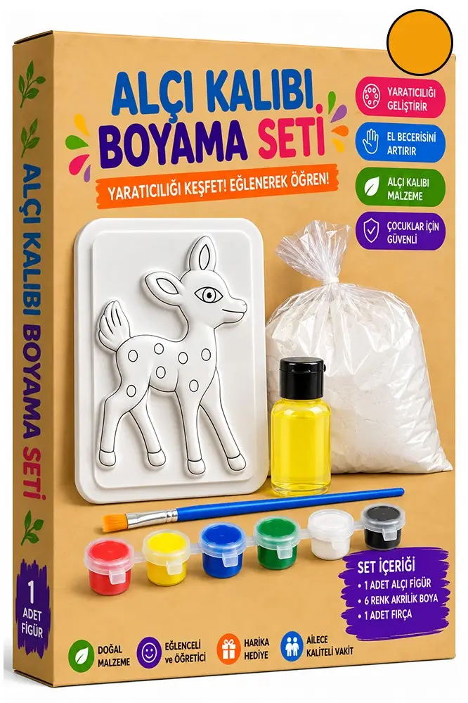 Alçı Kalıbı Boyama Seti 1 Paket Alçı Tozu Yağ 6 Renk Boya Fırça İş Eğitimi Seramik Okul Sınıf Resim - Turuncu