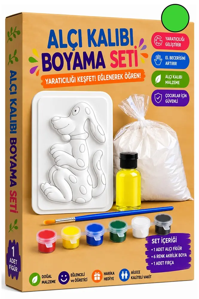 Alçı Kalıbı Boyama Seti 1 Paket Alçı Tozu Yağ 6 Renk Boya Fırça İş Eğitimi Seramik Okul Sınıf Resim - Yeşil