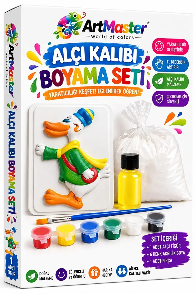 Alçı Kalıbı Boyama Seti K02 1 Paket Alçı Tozu Yağ 6 Renk Boya Fırça İş Eğitimi Seramik Okul Sınıf Resim
