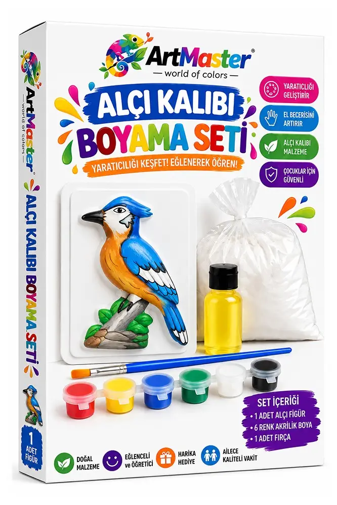 Alçı Kalıbı Boyama Seti K11 1 Paket Alçı Tozu Yağ 6 Renk Boya Fırça İş Eğitimi Seramik Okul Sınıf Resim