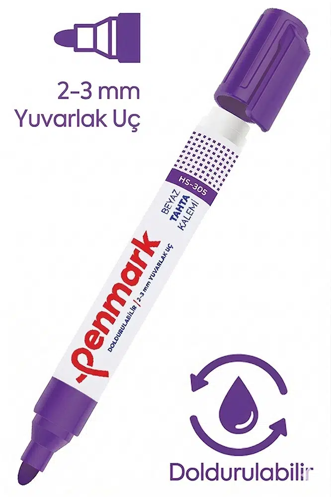 Beyaz Yazı Tahta Kalemi Doldurulabilir 1 Adet Penmark Yazı Tahta Kalemi Doldurulabilir Kolay Silinebilir Tahta Kalemi Okul Sınıf - Mor