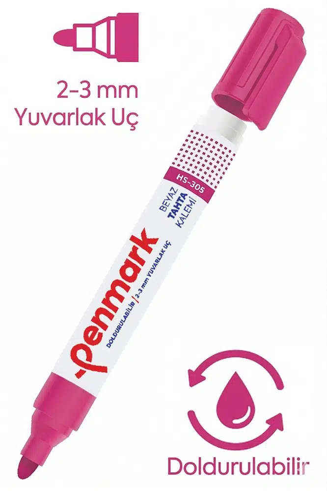 Beyaz Yazı Tahta Kalemi Doldurulabilir 1 Adet Penmark Yazı Tahta Kalemi Doldurulabilir Kolay Silinebilir Tahta Kalemi Okul Sınıf - Pembe