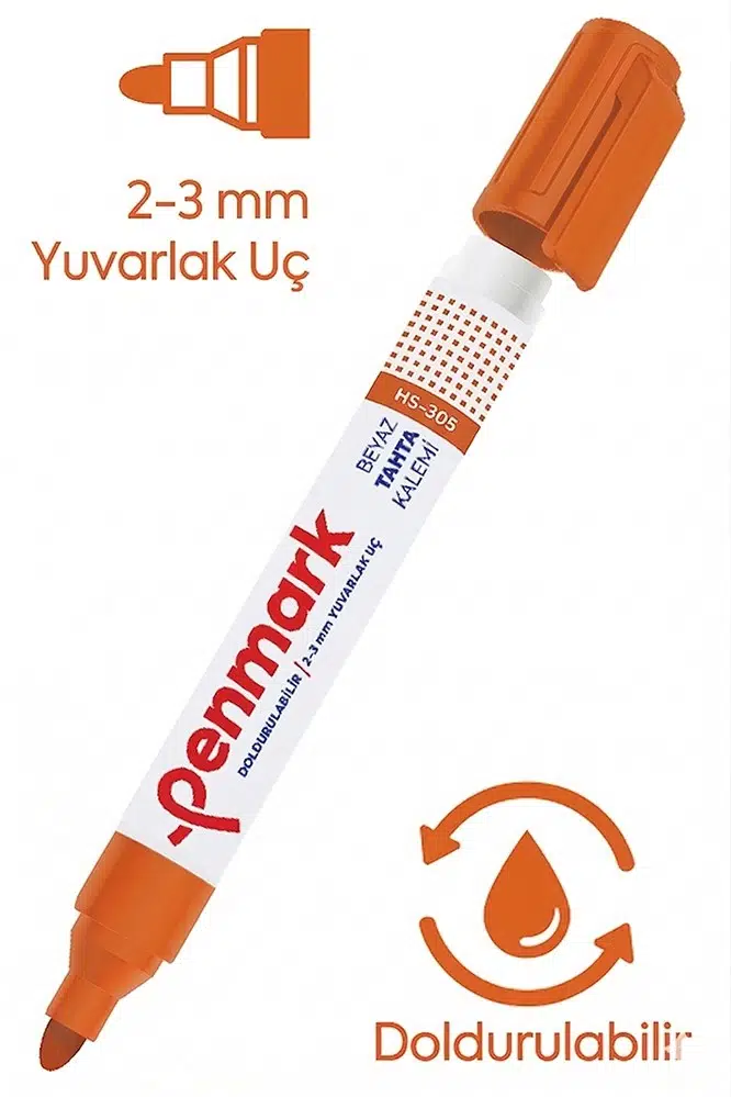Beyaz Yazı Tahta Kalemi Doldurulabilir 1 Adet Penmark Yazı Tahta Kalemi Doldurulabilir Kolay Silinebilir Tahta Kalemi Okul Sınıf - Turuncu