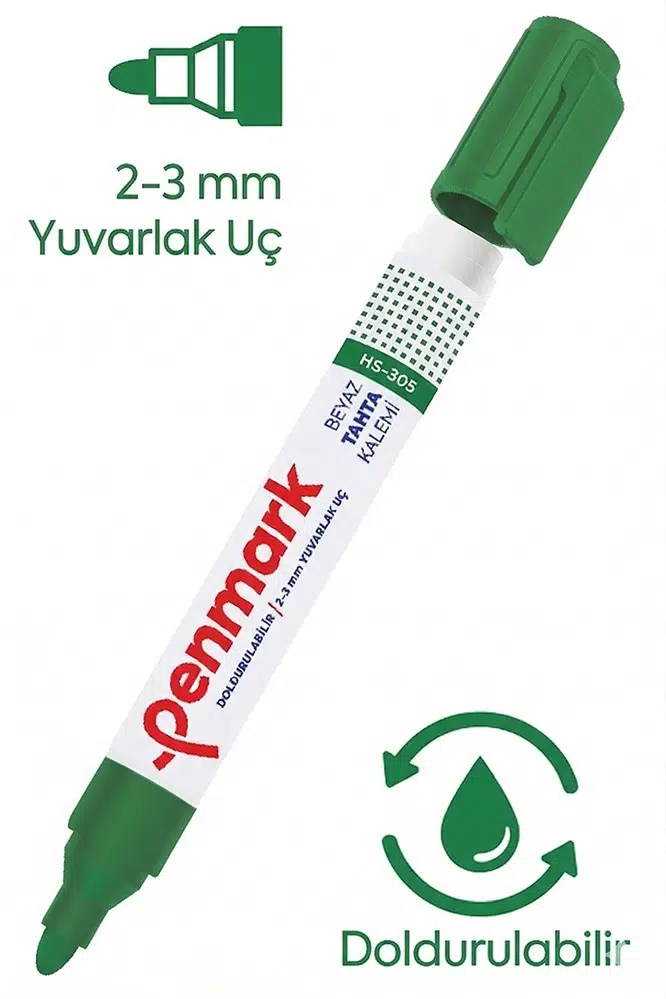 Beyaz Yazı Tahta Kalemi Doldurulabilir 1 Adet Penmark Yazı Tahta Kalemi Doldurulabilir Kolay Silinebilir Tahta Kalemi Okul Sınıf - Yeşil
