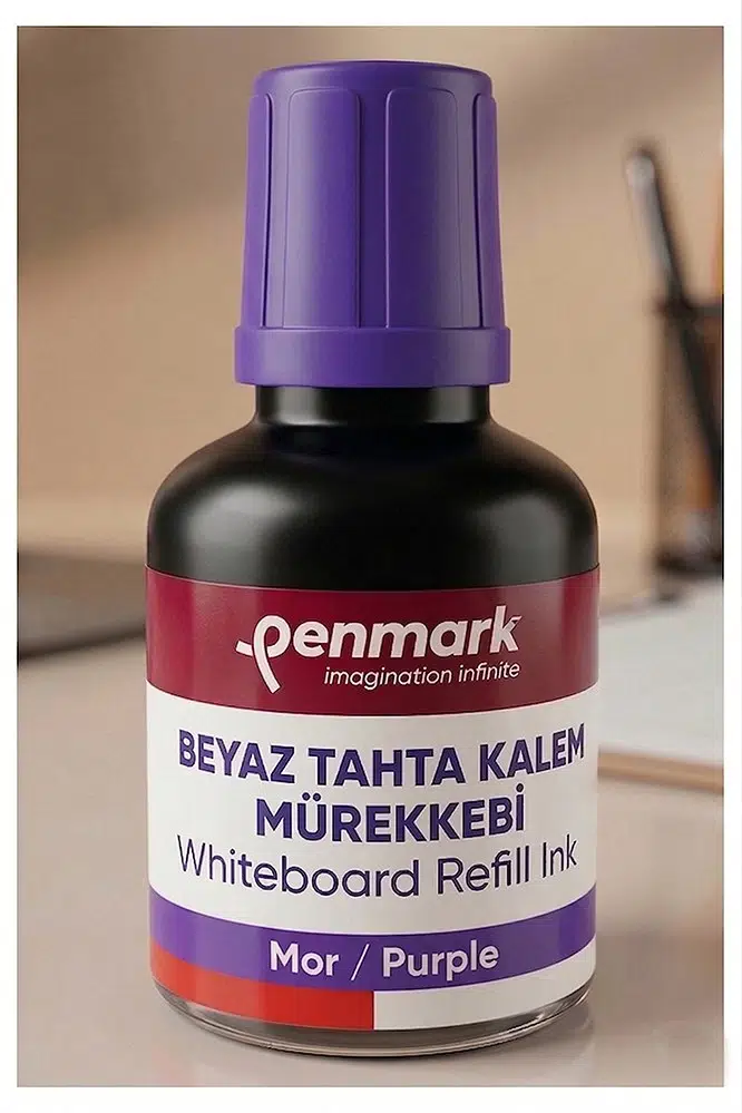 Beyaz Yazı Tahta Kalemi Mürekkebi 30 ml 1 Adet Penmark Tahta Kalemi Mürekkepi Kolay Silinebilir Doldurulabilir Canlı Renk - Mor