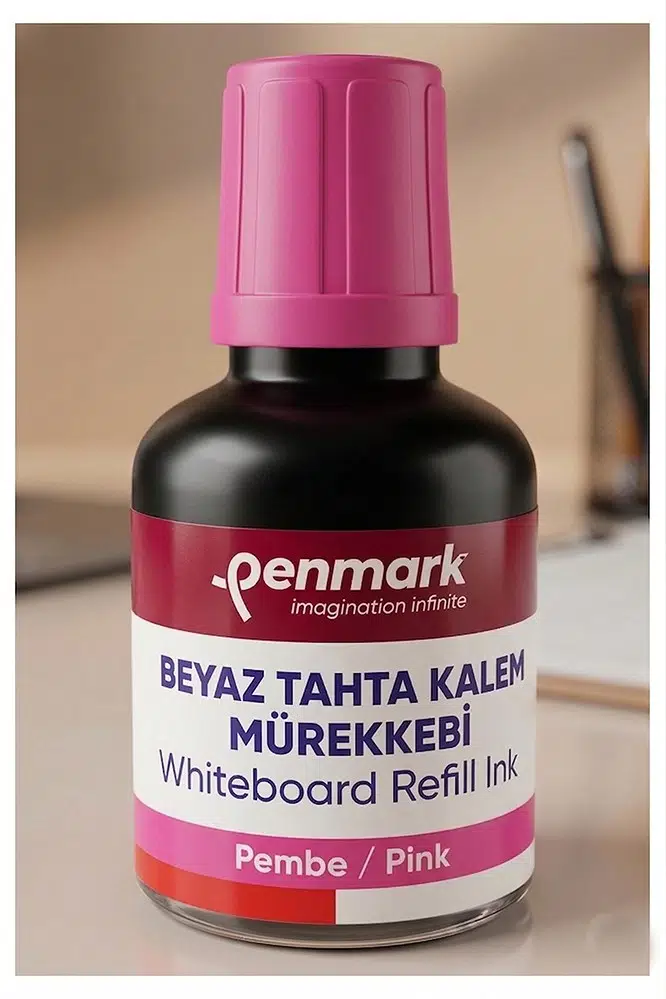Beyaz Yazı Tahta Kalemi Mürekkebi 30 ml 1 Adet Penmark Tahta Kalemi Mürekkepi Kolay Silinebilir Doldurulabilir Canlı Renk - Pembe