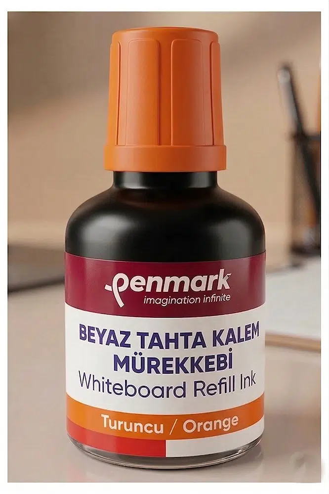 Beyaz Yazı Tahta Kalemi Mürekkebi 30 ml 1 Adet Penmark Tahta Kalemi Mürekkepi Kolay Silinebilir Doldurulabilir Canlı Renk - Turuncu