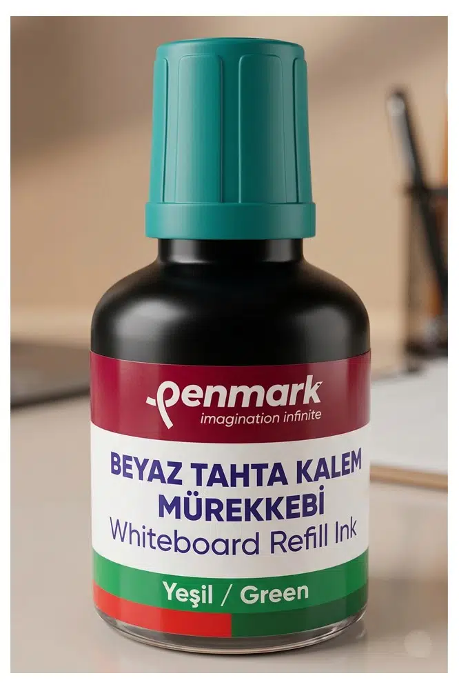 Beyaz Yazı Tahta Kalemi Mürekkebi 30 ml 1 Adet Penmark Tahta Kalemi Mürekkepi Kolay Silinebilir Doldurulabilir Canlı Renk - Yeşil