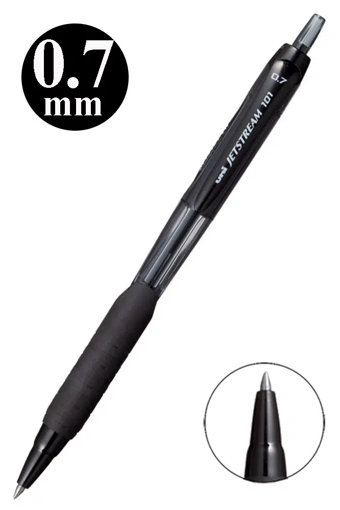 Jel Uçlu Pilot Kalem 1 Adet Uniball Jetstream SXN-101 0.7 mm Roller Basmalı Pilot Kalem Roller Uçlu Likit Mürekkepli - Siyah
