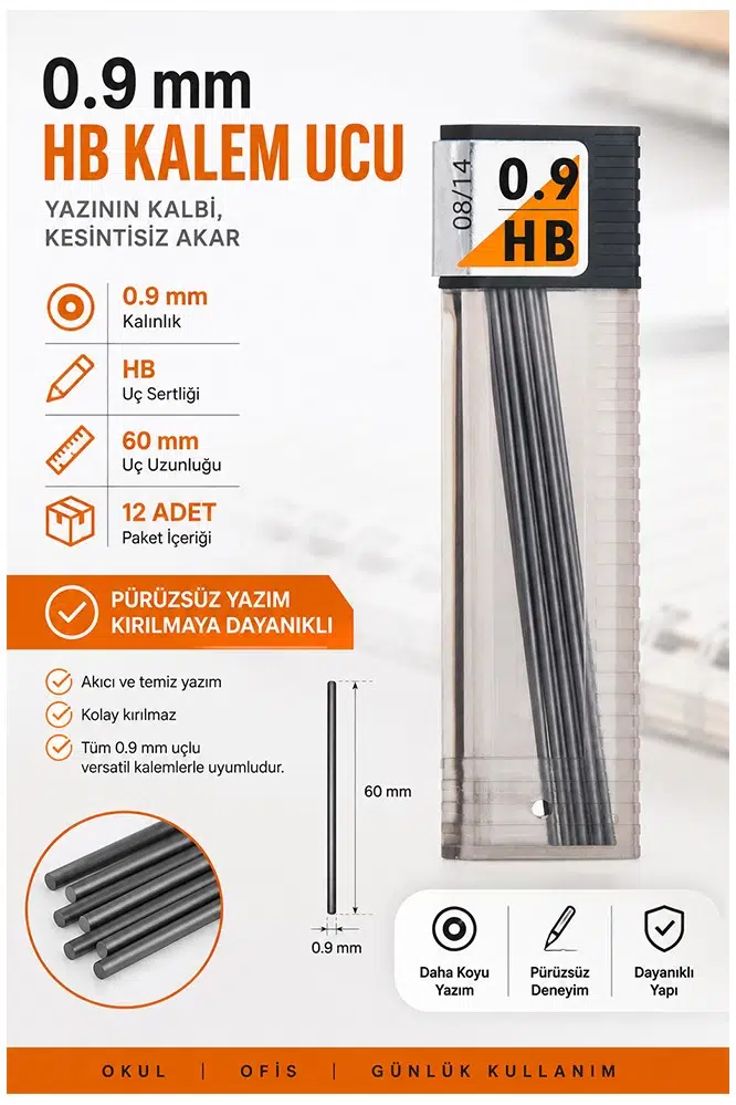Kaliteli Kalem Ucu 12 li 0.9 mm HB 1 Paket Tombow Versatil Kalem Uç Mekanik Uçlu Otomatik Kurşun Kalem Ucu 60mm Yumuşak