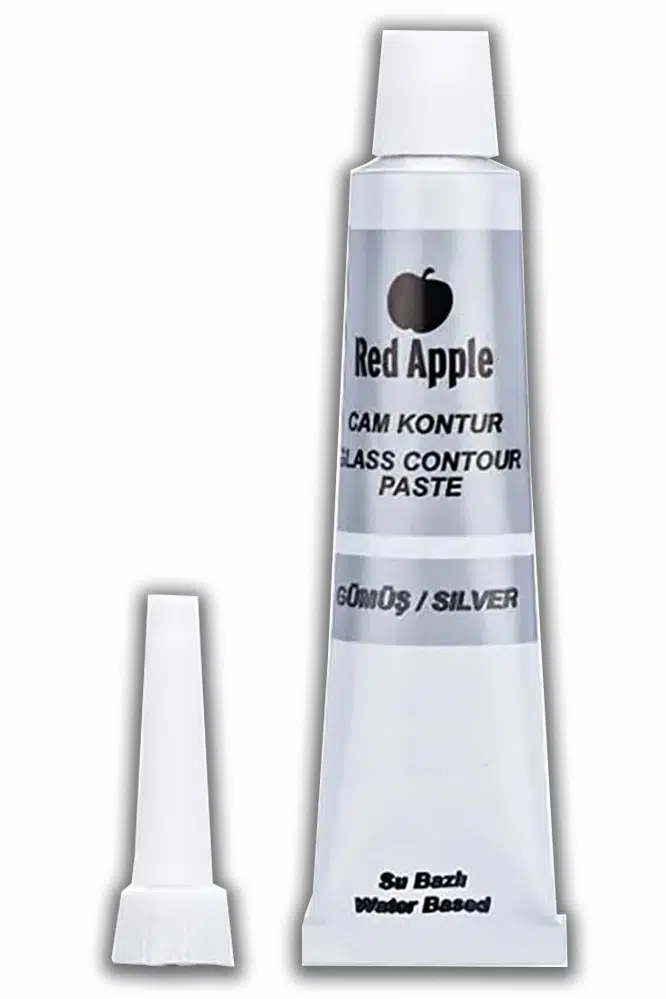 Kontür Boyası 20 ml 1 Adet Red Apple Cam Vitray Boyası Kontur Boyası Ana Hatları Çizme Sanatsal Hobi - Gümüş Gri