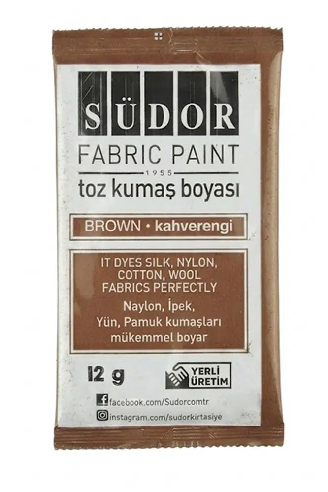 Kumaş Boyası Toz 12 gr 1 Adet Südor Toz Kumaş Boyası Kot Pantalon Gömlek Tişört Tekstil Kumaş Boyası 1 Adet - Kahverengi
