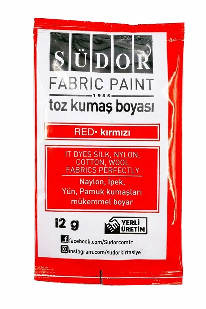 Kumaş Boyası Toz 12 gr 1 Adet Südor Toz Kumaş Boyası Kot Pantalon Gömlek Tişört Tekstil Kumaş Boyası 1 Adet - Kırmızı