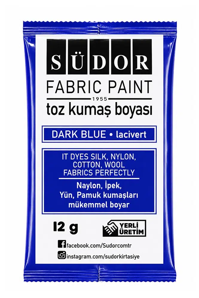 Kumaş Boyası Toz 12 gr 1 Adet Südor Toz Kumaş Boyası Kot Pantalon Gömlek Tişört Tekstil Kumaş Boyası 1 Adet - Lacivert