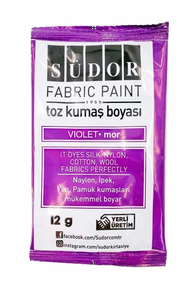 Kumaş Boyası Toz 12 gr 1 Adet Südor Toz Kumaş Boyası Kot Pantalon Gömlek Tişört Tekstil Kumaş Boyası 1 Adet - Mor
