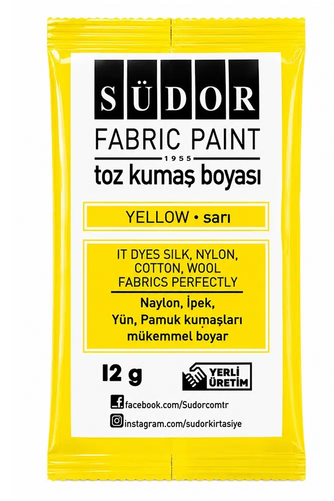 Kumaş Boyası Toz 12 gr 1 Adet Südor Toz Kumaş Boyası Kot Pantalon Gömlek Tişört Tekstil Kumaş Boyası 1 Adet - Sarı