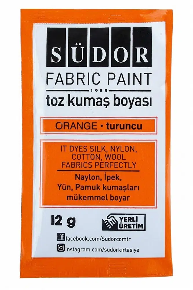 Kumaş Boyası Toz 12 gr 1 Adet Südor Toz Kumaş Boyası Kot Pantalon Gömlek Tişört Tekstil Kumaş Boyası 1 Adet - Turuncu