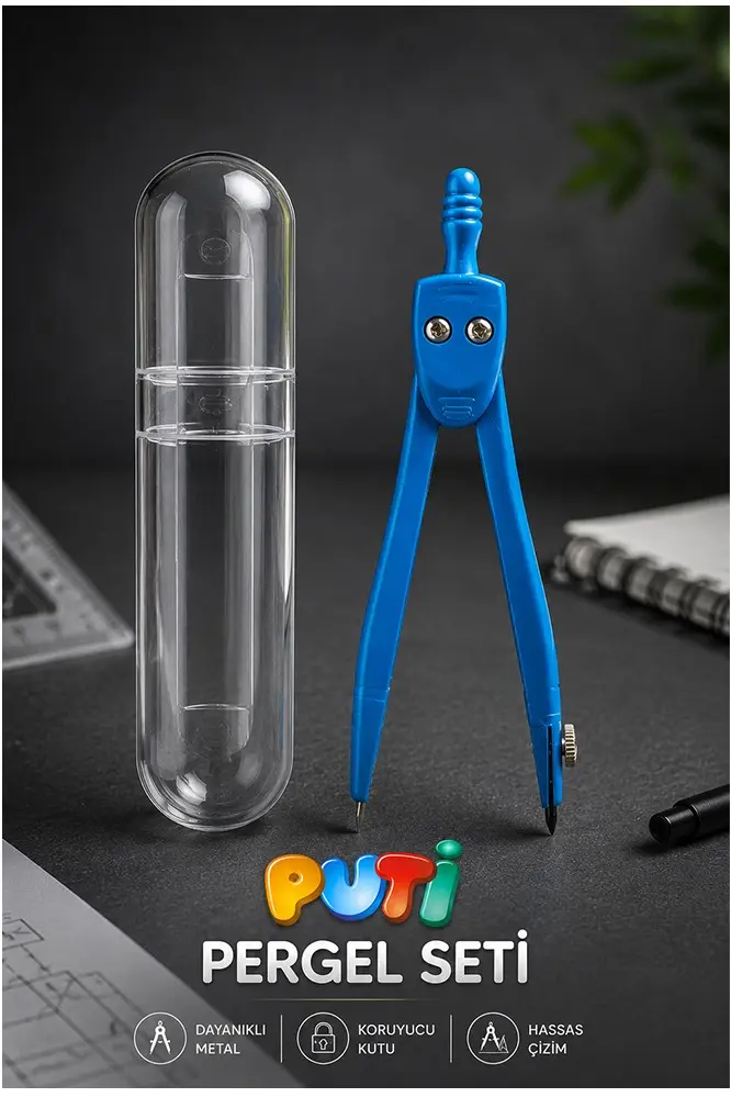 Metal Pergel 1 Adet Puti 1574 Koruma Kutulu Metal Pergel Grafit Uçlu Mekanik Pergel Matematik Teknik Mimari Çizim