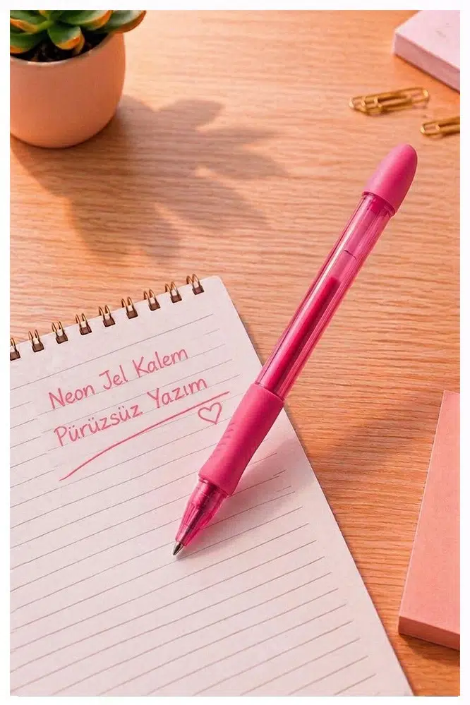 Neon Jel Kalem 1.0mm 1 Adet Pensan Neon Gel Tükenmez Kalem Neon Pilot Kalem Canlı Neon Renk Akıcı Yazım Okul Ofis - Pembe