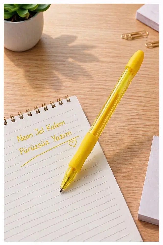 Neon Jel Kalem 1.0mm 1 Adet Pensan Neon Gel Tükenmez Kalem Neon Pilot Kalem Canlı Neon Renk Akıcı Yazım Okul Ofis - Sarı