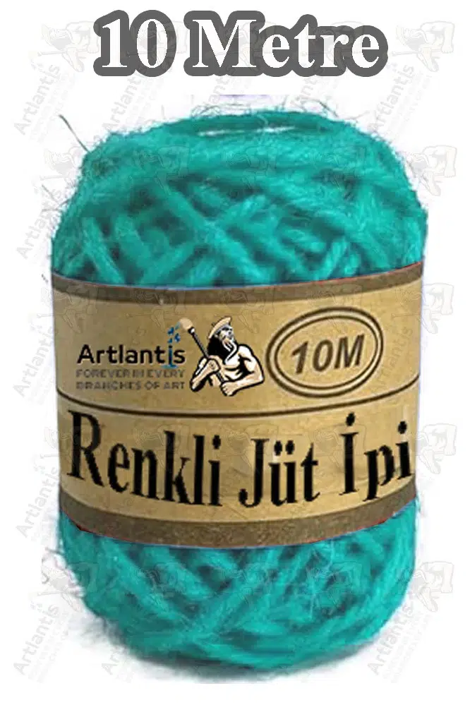 Renkli Jüt İpi 10 Metre 1 Paket Hasır İp Mumlu Kırnap İplik Kendir İp Doğal Renkli İp Hediye Süsleme - Açık Yeşil
