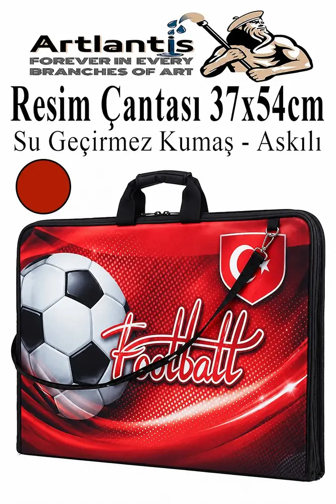 Resim Çantası Desenli Kumaş 37x54 cm 1 Adet Kız ve Erkek Teknik Resim Dosya Proje Çantası 35x50 cm Askılı Fermuarlı - Kırmızı