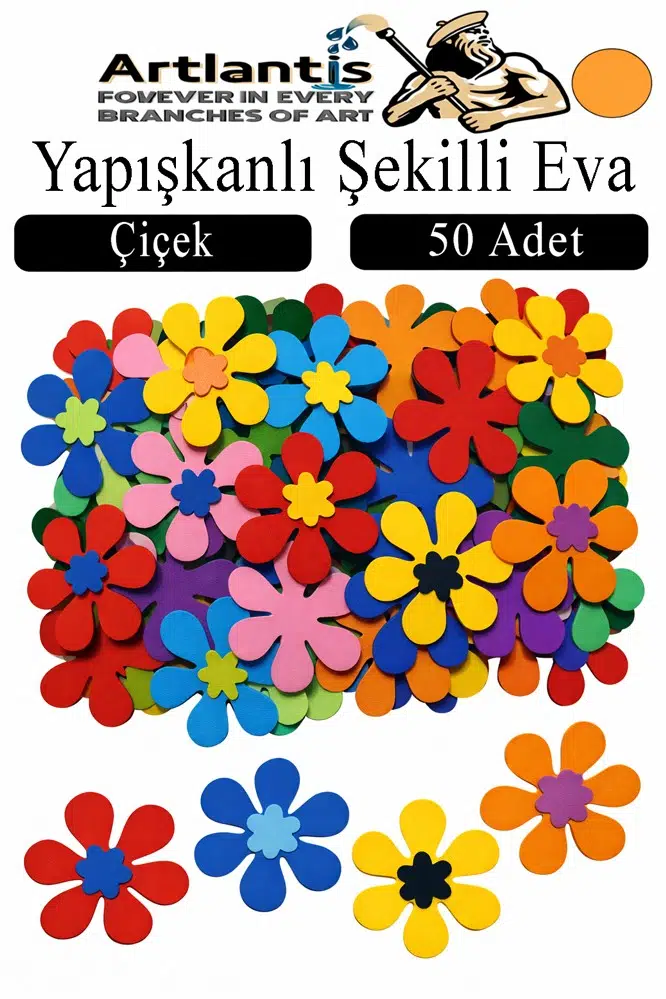 Şekilli Eva Yapışkanlı 50 li 1 Paket Kendinden Yapışkanlı Eva Sticker Okul Öncesi Kreş Ana Sınıfı Etkinlik Proje - Turuncu