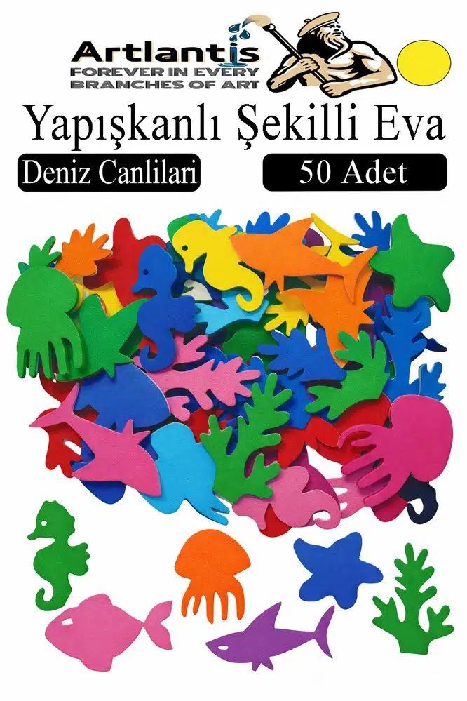 Şekilli Eva Yapışkanlı 50 li 1 Paket Kendinden Yapışkanlı Eva Sticker Okul Öncesi Kreş Ana Sınıfı Etkinlik Proje - Sarı