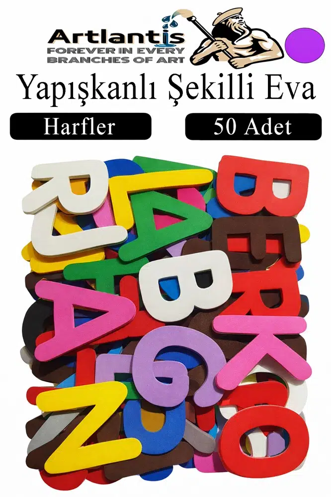 Şekilli Eva Yapışkanlı 50 li 1 Paket Kendinden Yapışkanlı Eva Sticker Okul Öncesi Kreş Ana Sınıfı Etkinlik Proje - Mor
