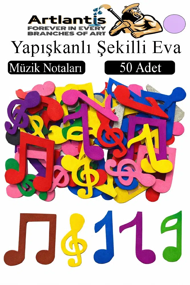 Şekilli Eva Yapışkanlı 50 li 1 Paket Kendinden Yapışkanlı Eva Sticker Okul Öncesi Kreş Ana Sınıfı Etkinlik Proje - Lila